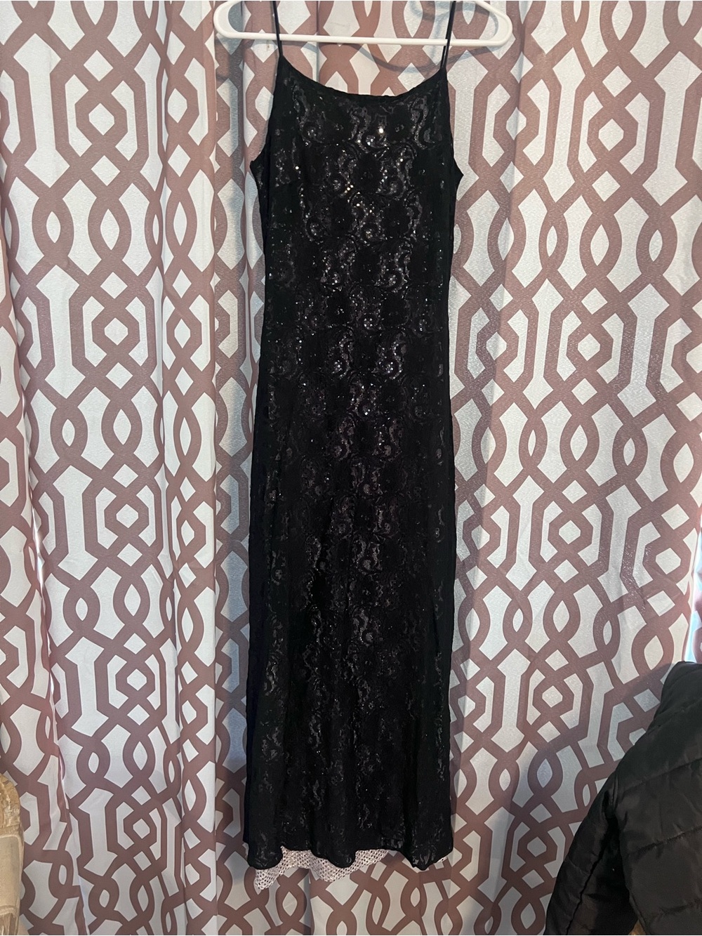 Vintage Maurices Black Sequin Lace Maxi Dress | Size 10